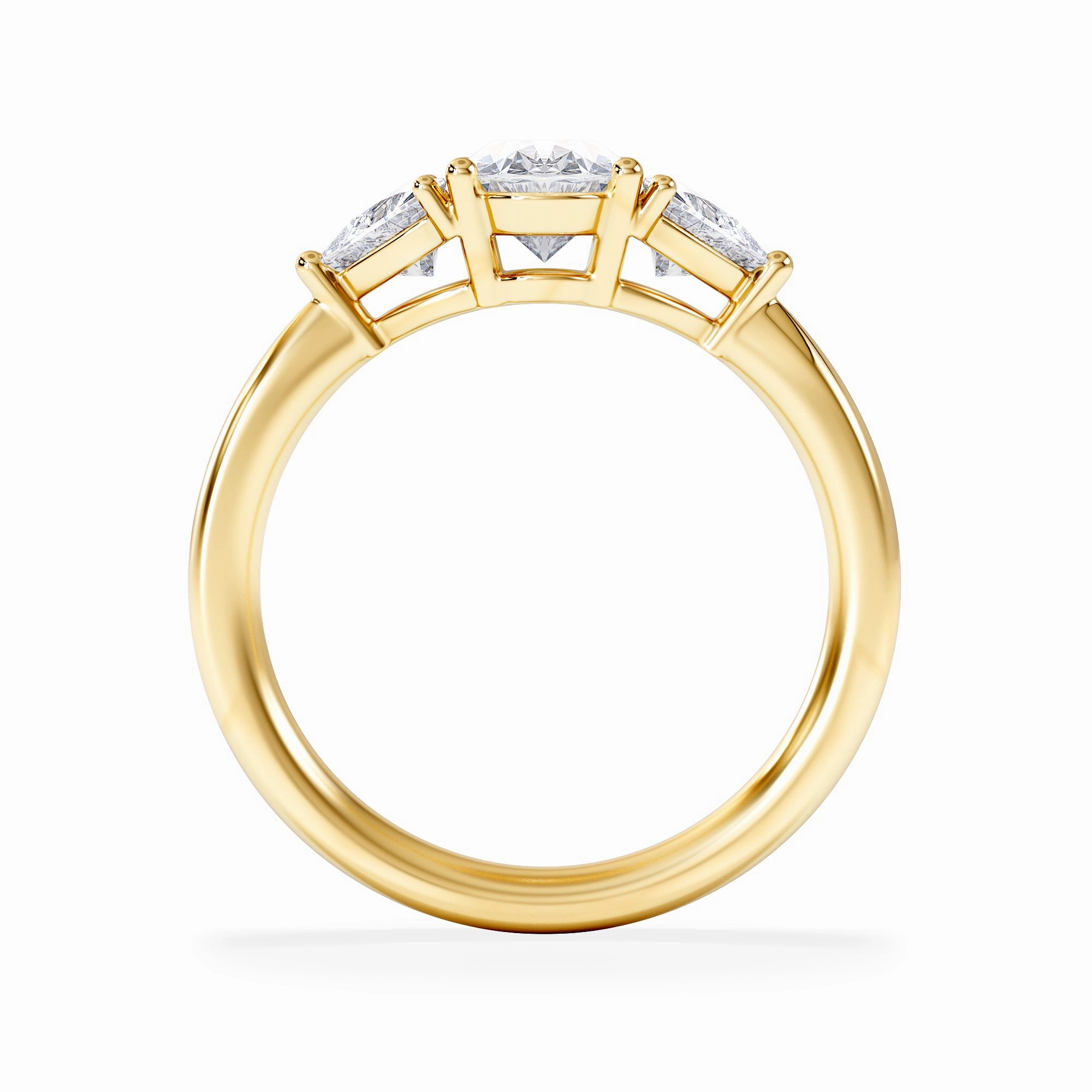 Dalia Lab Diamond Oval with Trillions 1.70ct Ring in 18K Yellow Gold F/VS1