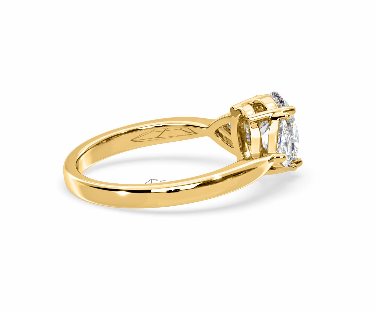 Dalia Lab Diamond Oval with Trillions 1.70ct Ring in 18K Yellow Gold F/VS1