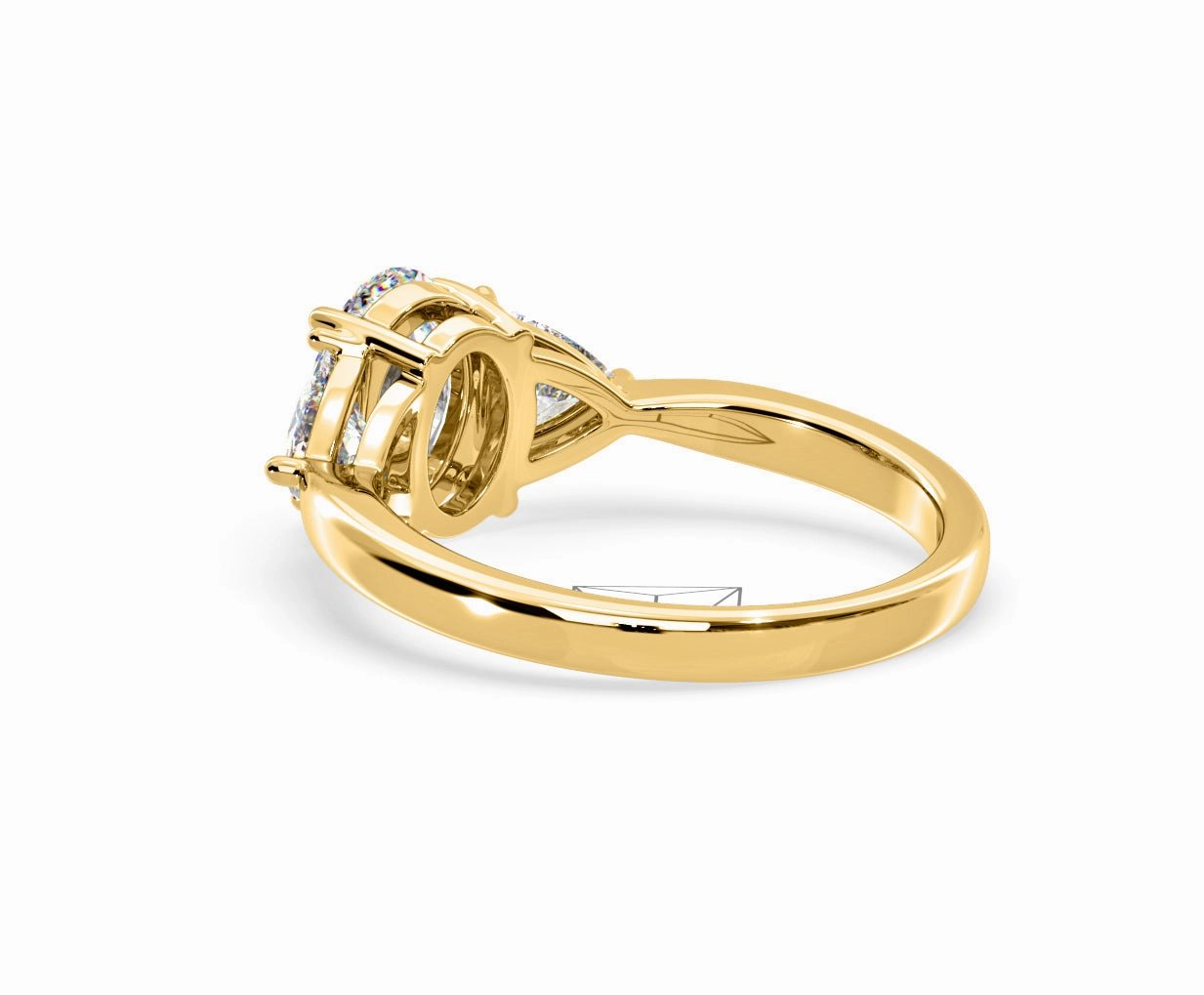 Dalia Lab Diamond Oval with Trillions 1.70ct Ring in 18K Yellow Gold F/VS1
