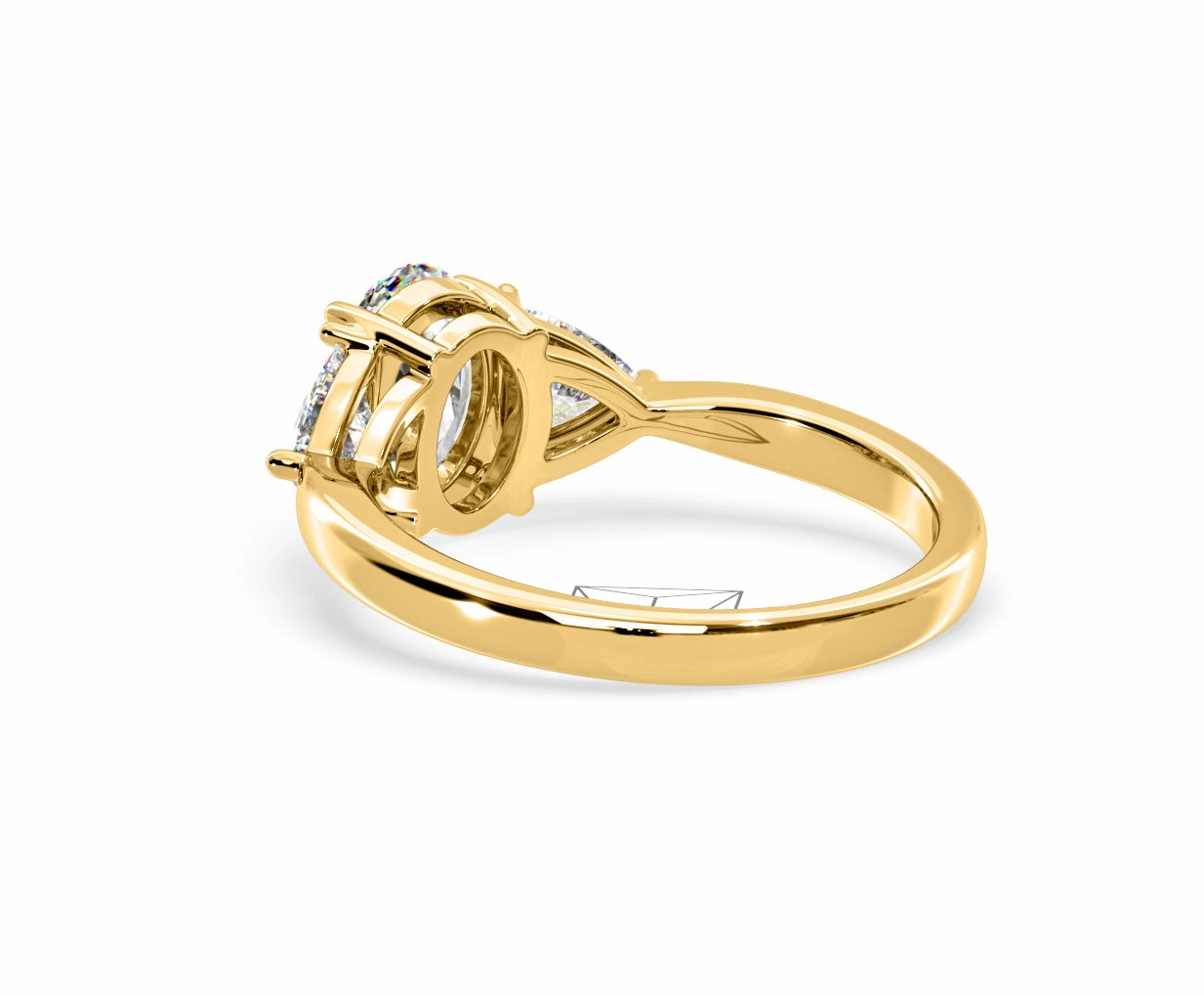 Dalia Lab Diamond Oval with Trillions 1.70ct Ring in 18K Yellow Gold F/VS1