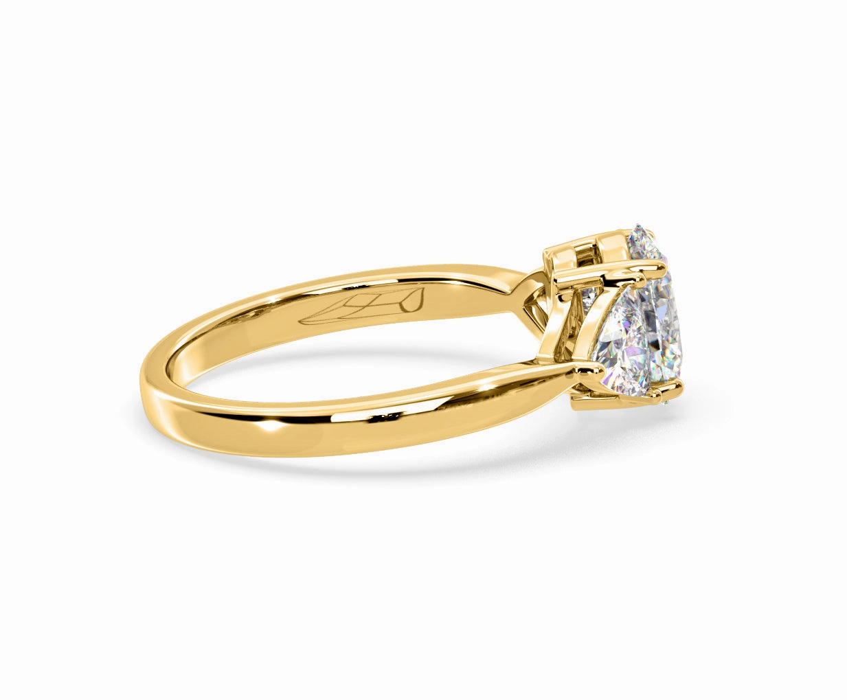 Dalia Lab Diamond Oval with Trillions 1.70ct Ring in 18K Yellow Gold F/VS1