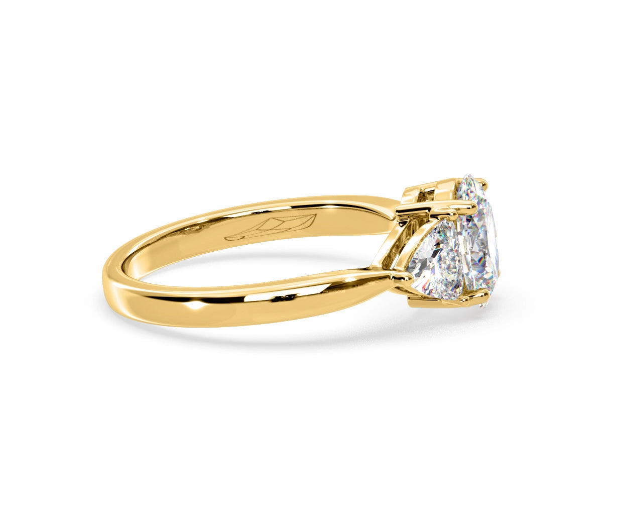 Dalia Lab Diamond Oval with Trillions 1.70ct Ring in 18K Yellow Gold F/VS1