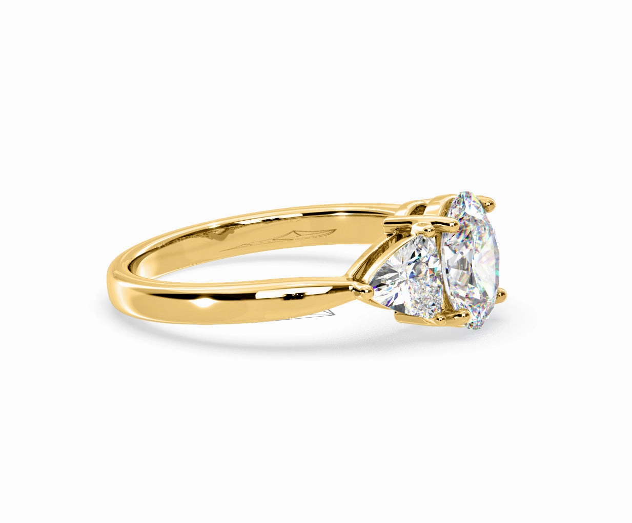 Dalia Lab Diamond Oval with Trillions 1.70ct Ring in 18K Yellow Gold F/VS1