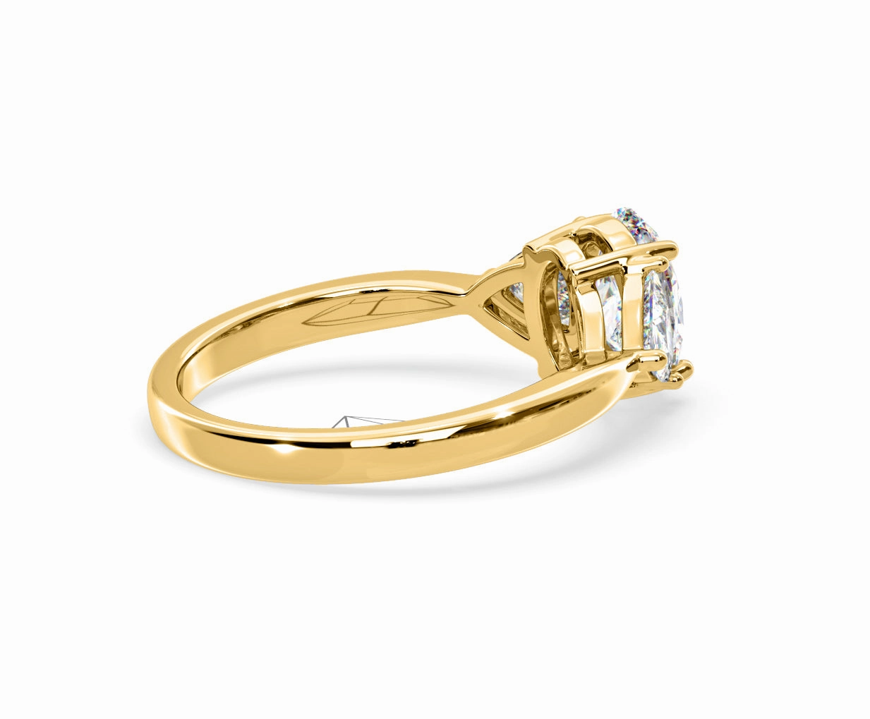 Dalia Lab Diamond Oval with Trillions 1.70ct Ring in 18K Yellow Gold F/VS1