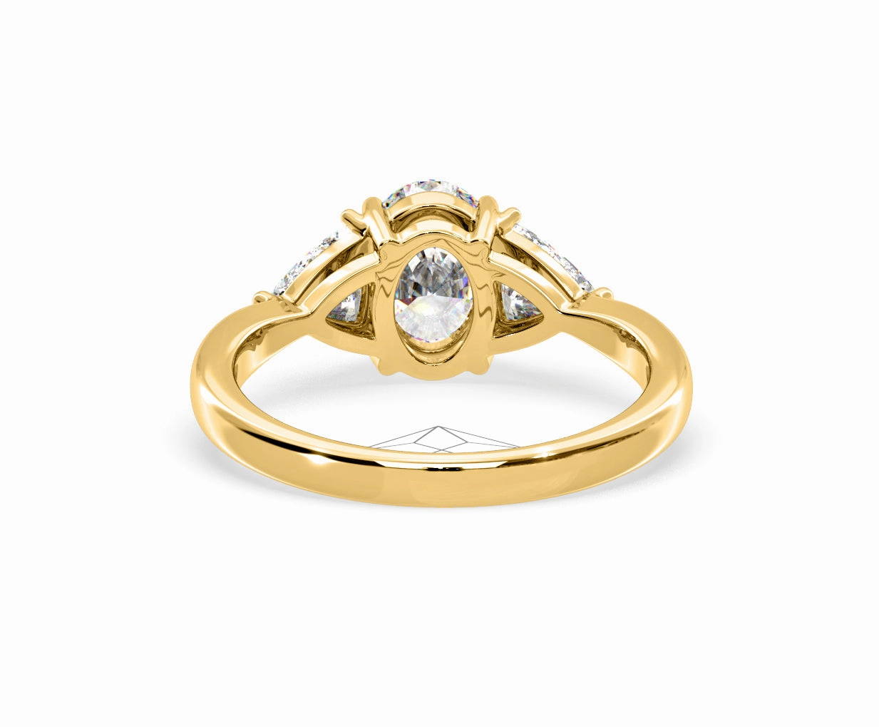 Dalia Lab Diamond Oval with Trillions 1.70ct Ring in 18K Yellow Gold F/VS1