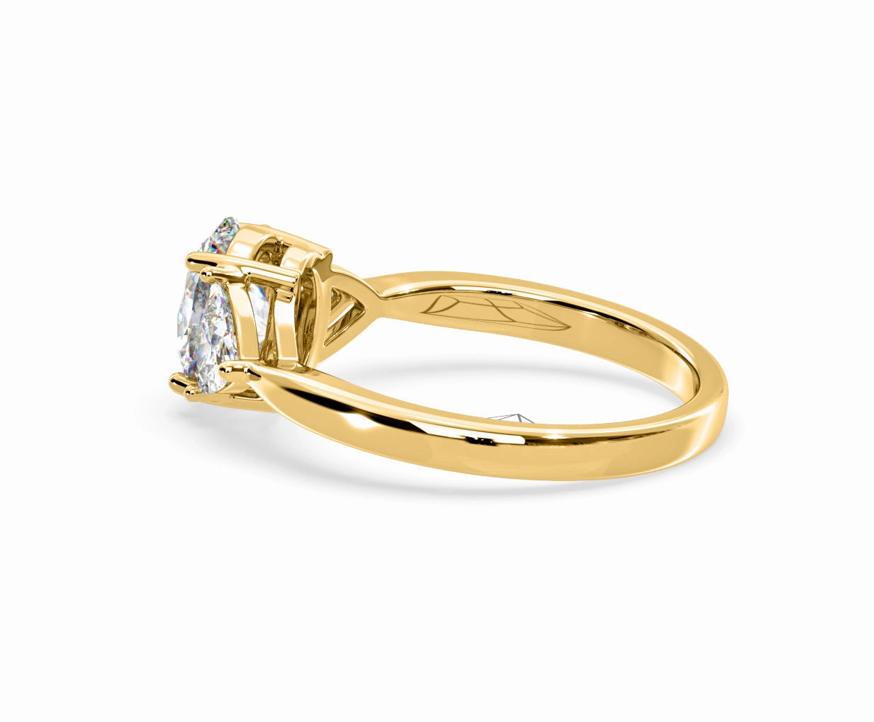 Dalia Lab Diamond Oval with Trillions 1.70ct Ring in 18K Yellow Gold F/VS1