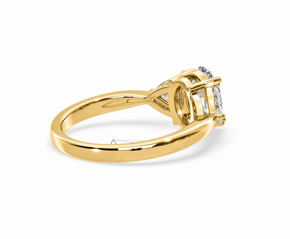 Dalia Lab Diamond Oval with Trillions 1.70ct Ring in 18K Yellow Gold F/VS1