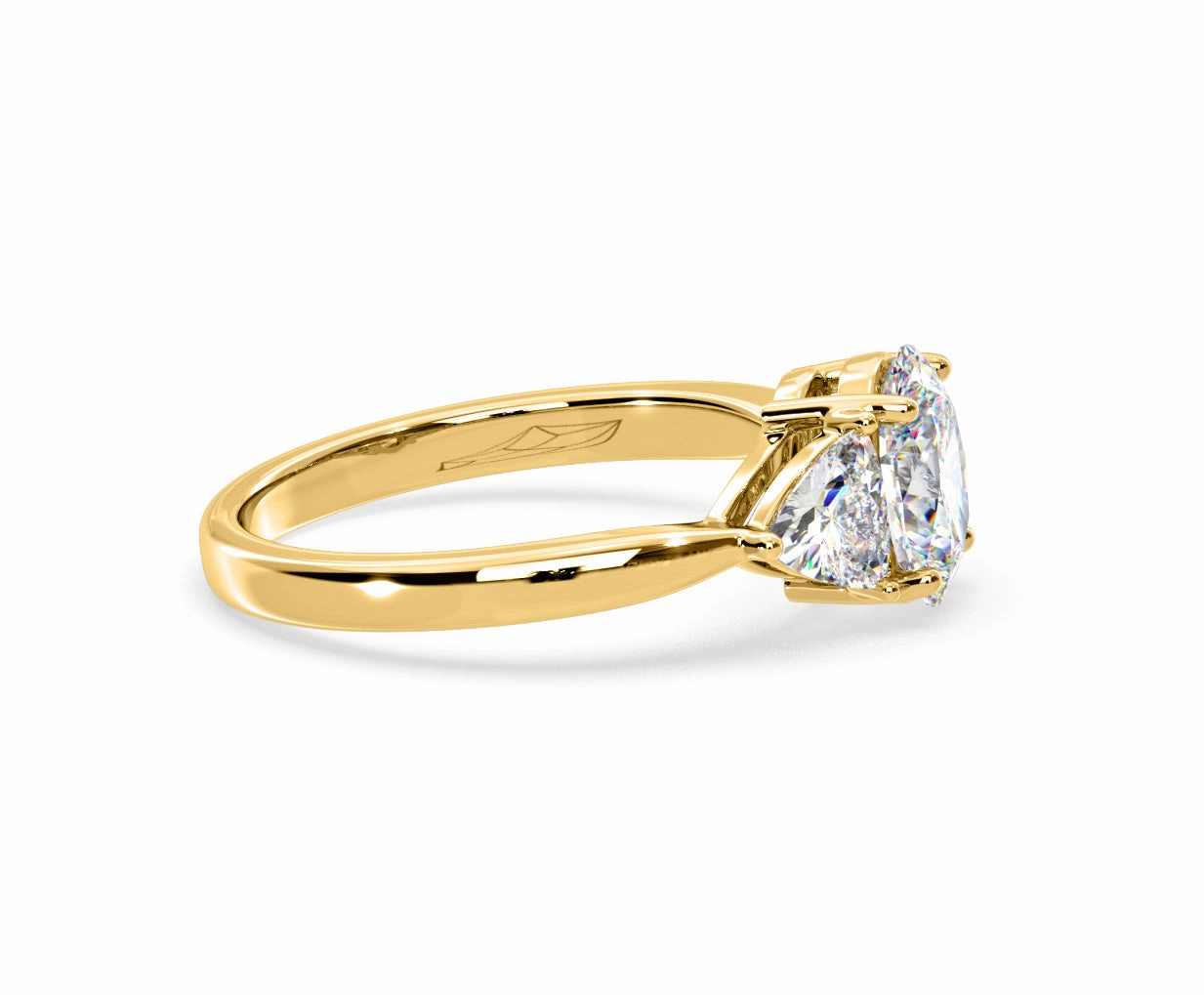 Dalia Lab Diamond Oval with Trillions 1.70ct Ring in 18K Yellow Gold F/VS1