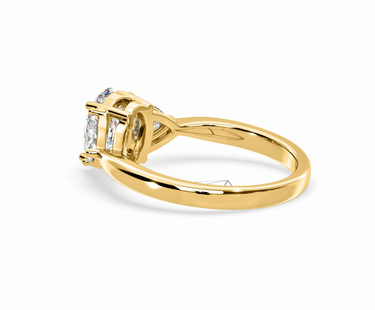 Dalia Lab Diamond Oval with Trillions 1.70ct Ring in 18K Yellow Gold F/VS1