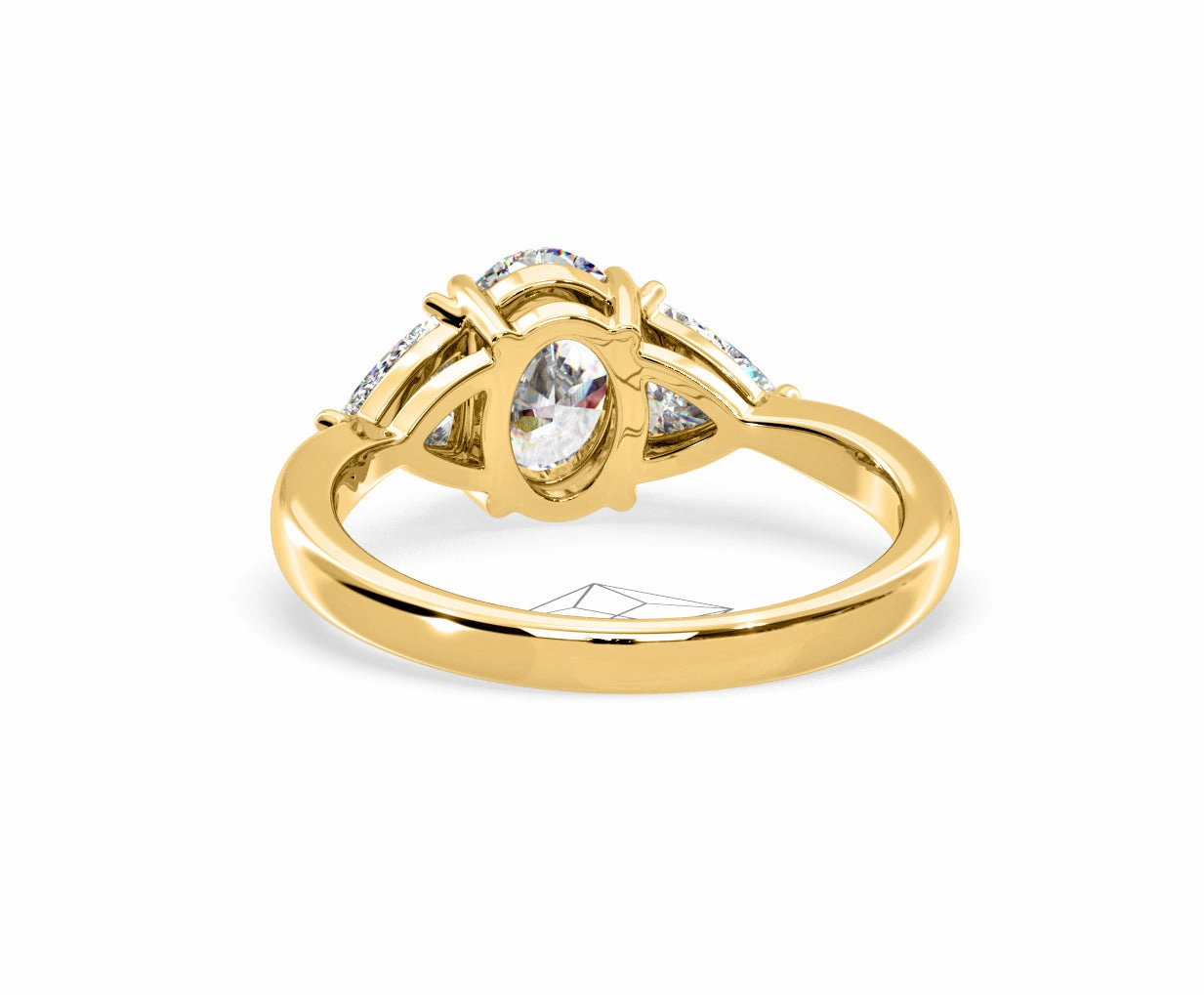 Dalia Lab Diamond Oval with Trillions 1.70ct Ring in 18K Yellow Gold F/VS1