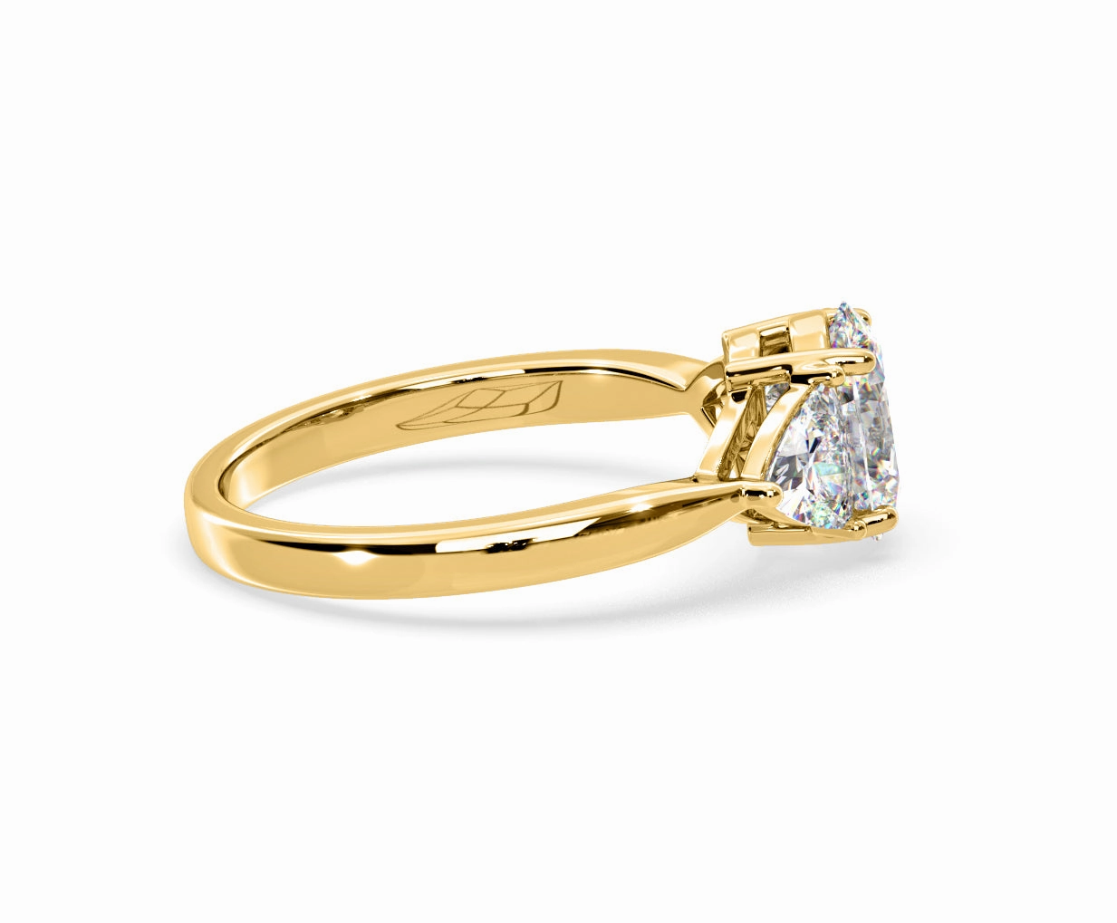 Dalia Lab Diamond Oval with Trillions 1.70ct Ring in 18K Yellow Gold F/VS1