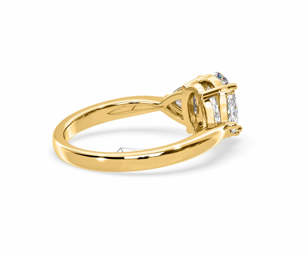 Dalia Lab Diamond Oval with Trillions 1.70ct Ring in 18K Yellow Gold F/VS1