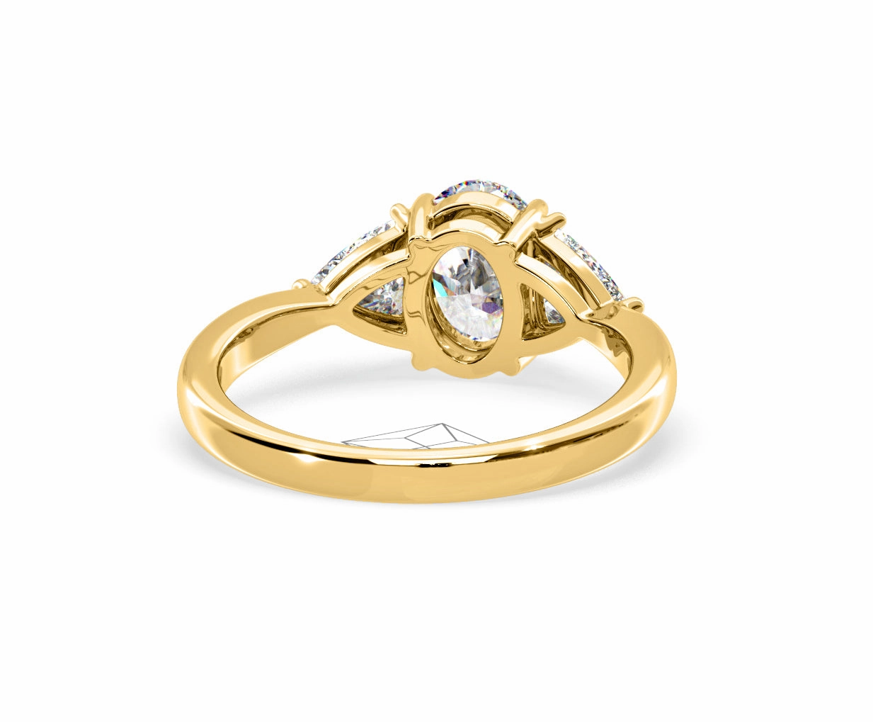 Dalia Lab Diamond Oval with Trillions 1.70ct Ring in 18K Yellow Gold F/VS1