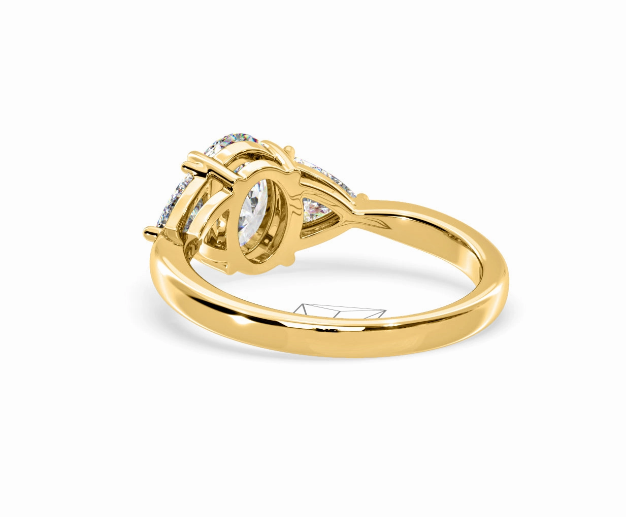 Dalia Lab Diamond Oval with Trillions 1.70ct Ring in 18K Yellow Gold F/VS1
