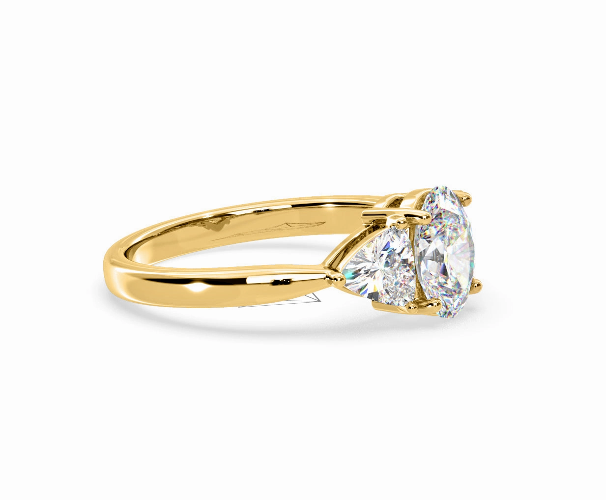 Dalia Lab Diamond Oval with Trillions 1.70ct Ring in 18K Yellow Gold F/VS1