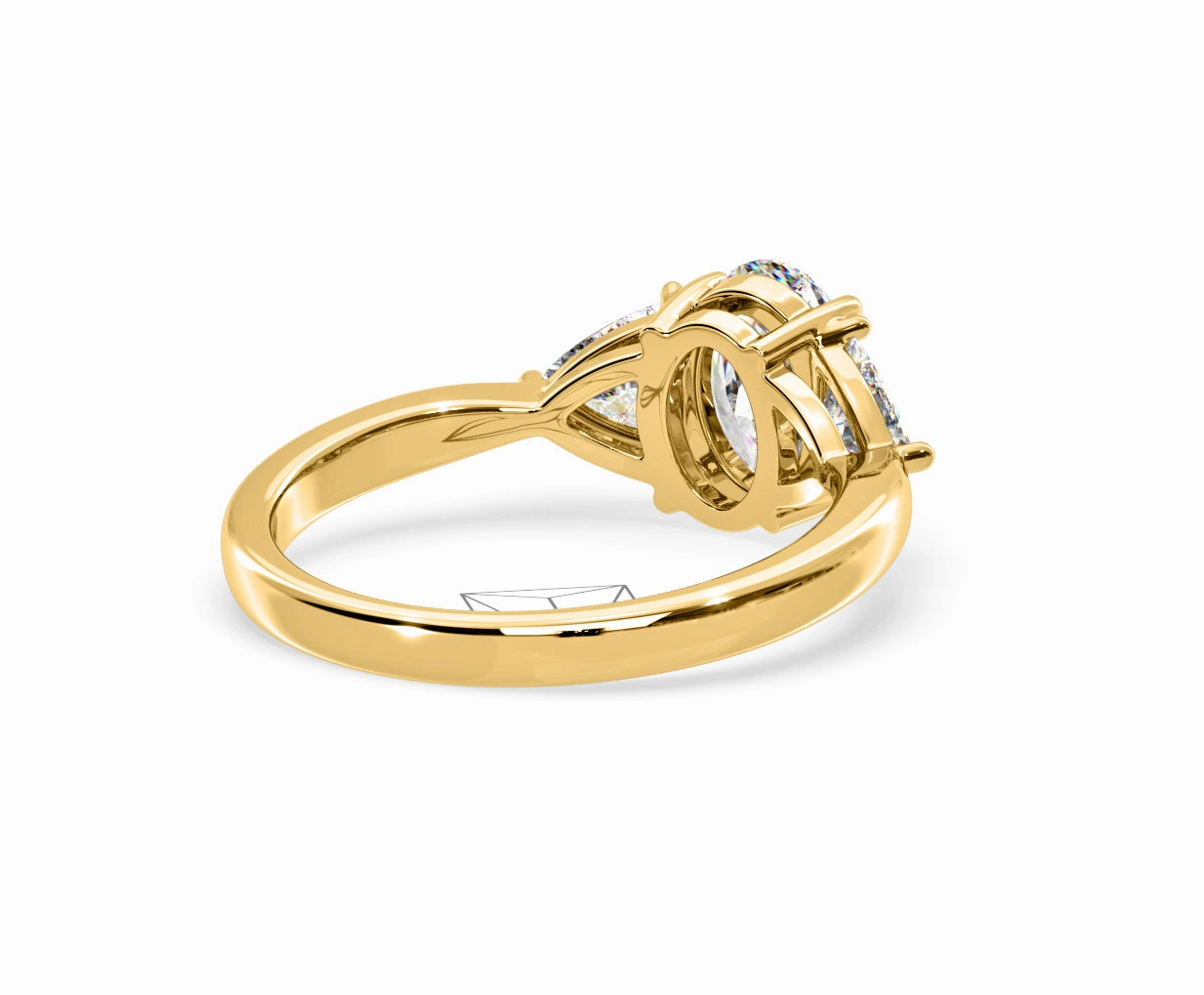 Dalia Lab Diamond Oval with Trillions 1.70ct Ring in 18K Yellow Gold F/VS1