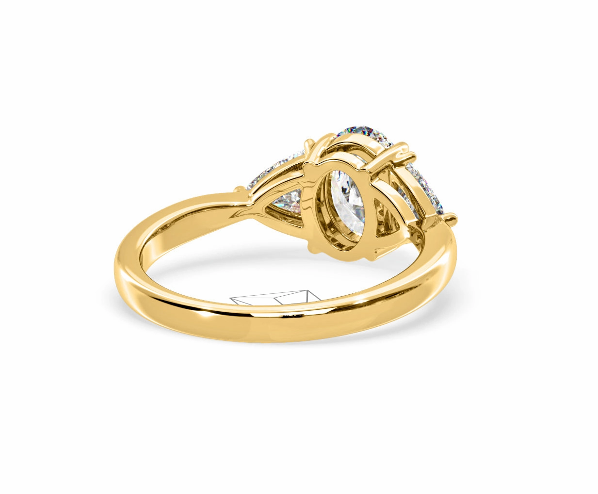 Dalia Lab Diamond Oval with Trillions 1.70ct Ring in 18K Yellow Gold F/VS1