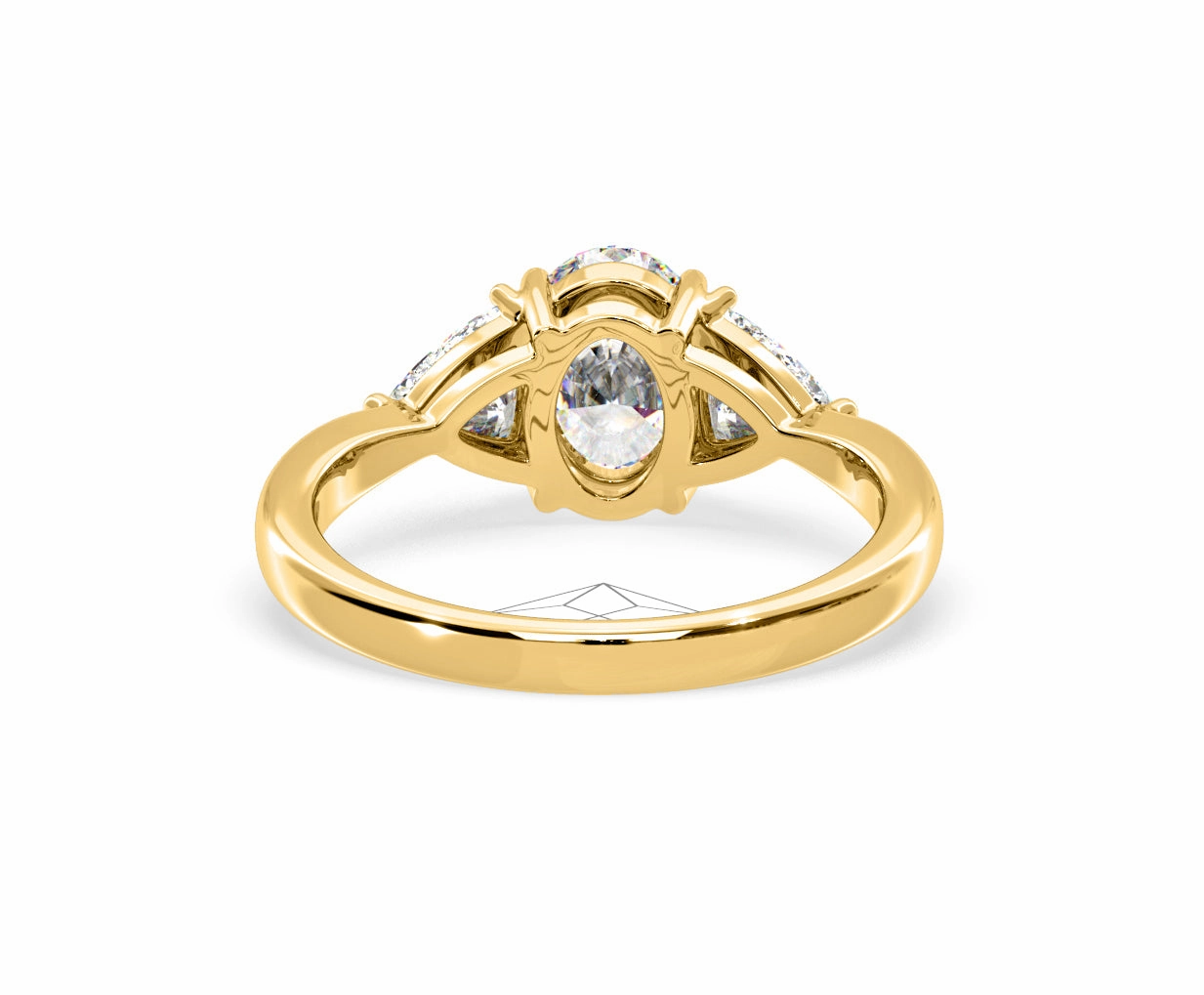 Dalia Lab Diamond Oval with Trillions 1.70ct Ring in 18K Yellow Gold F/VS1