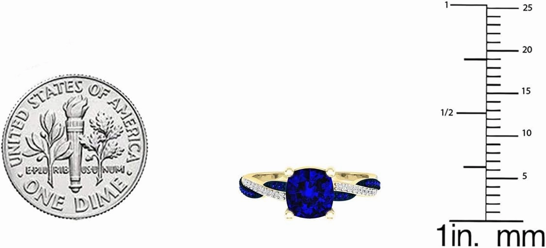 Dazzlingrock Collection 10K 6 MM Cushion & Round Gemstone & Diamond Ladies Swirl Engagement Ring, Yellow Gold