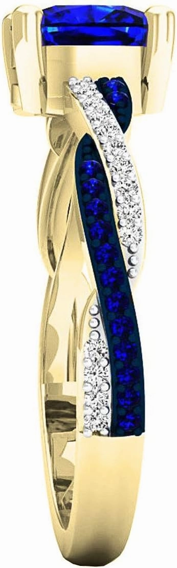 Dazzlingrock Collection 10K 6 MM Cushion & Round Gemstone & Diamond Ladies Swirl Engagement Ring, Yellow Gold