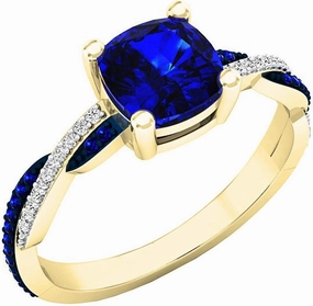 Dazzlingrock Collection 10K 6 MM Cushion & Round Gemstone & Diamond Ladies Swirl Engagement Ring, Yellow Gold