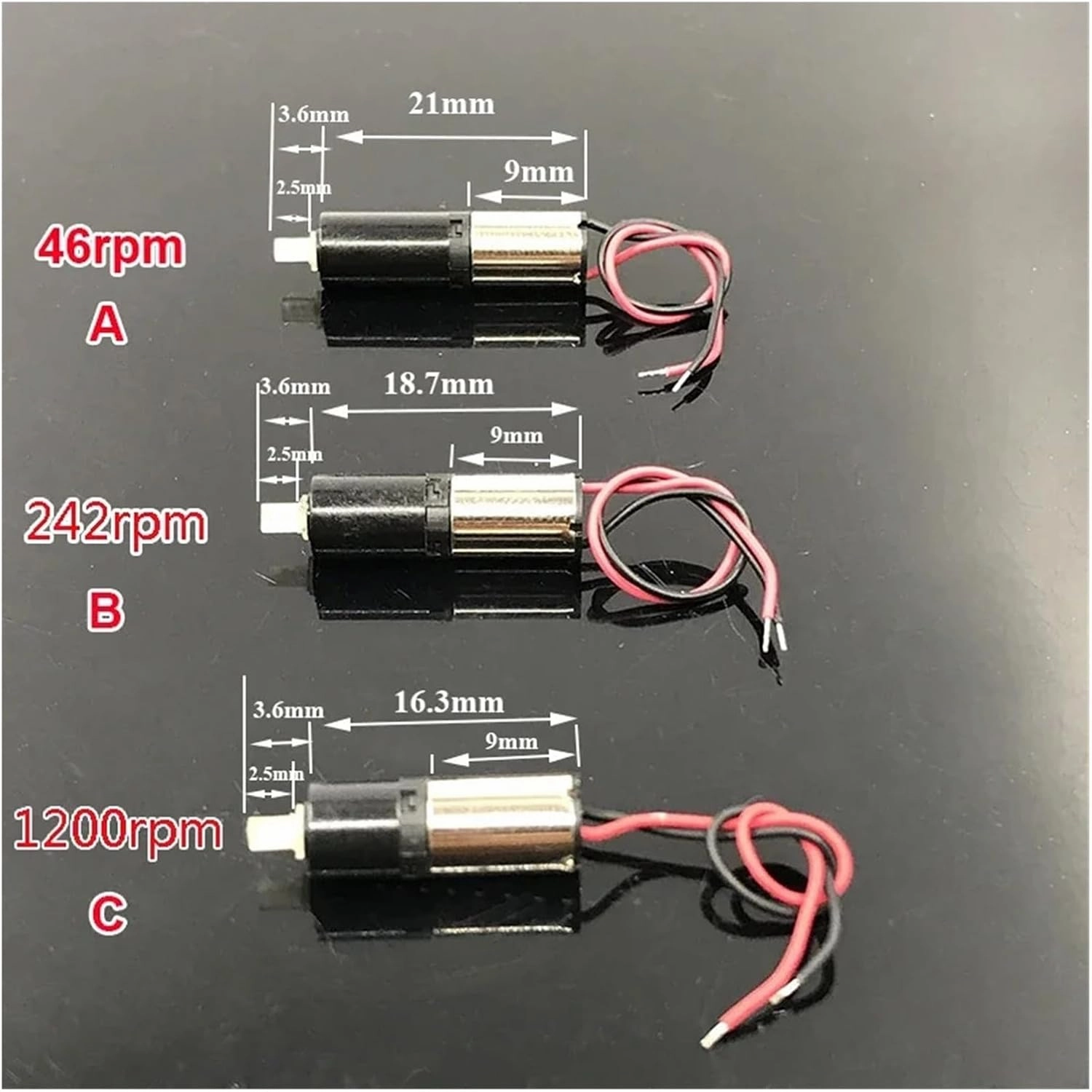DC 3V 3.7V 46RPM-6400RPM Tiny Mini 6mm Planetary Gearbox Corless Gear Motor Engine DIY Toy Robot Fingerprint Electric Lock(C 1200rpm)