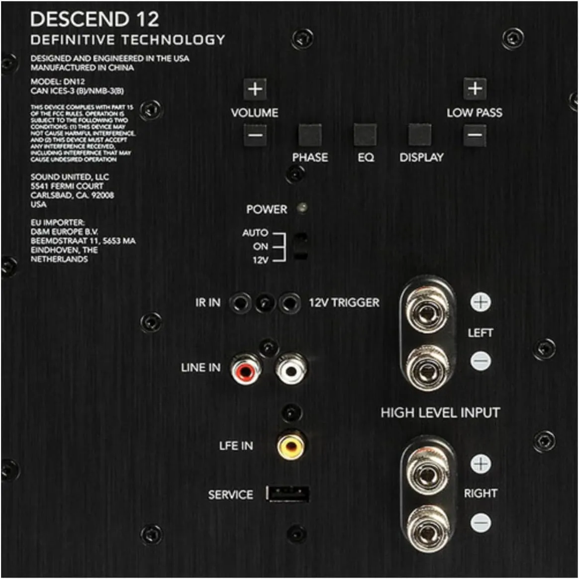 Definitive Technology Descend DN12 12" Subwoofer (2021 Model) - Optimized for Movies and Music, New 3XR Architecture, 1500W Peak Class H Amplifier & (2) Pressure-Coupled 12" Bass Radiators, Black