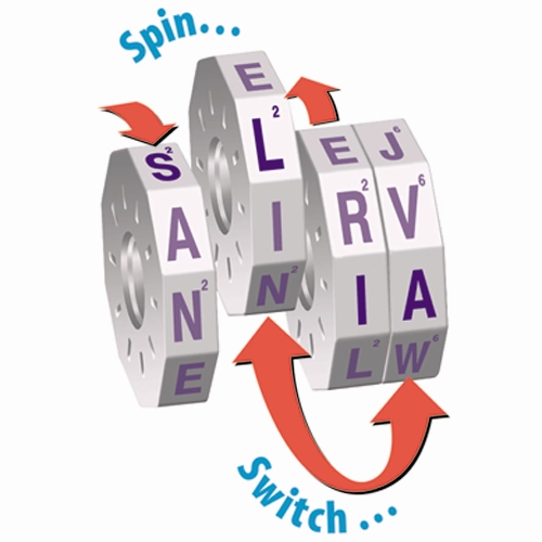 Deluxe WORD SPIN Family Edition Crossword Style Game with Magnetic Wheels