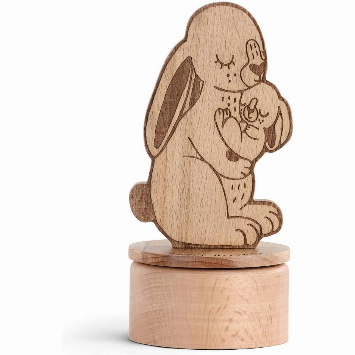 DEMDACO Mother and Baby Rabbit Natural Brown 7" Laser Cut Beech Wood Musical Instrument
