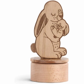 DEMDACO Mother and Baby Rabbit Natural Brown 7" Laser Cut Beech Wood Musical Instrument