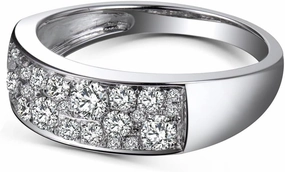 Diamond Rings For Women, 14kt White Gold Rings - Real Diamond Ring, 0.69Carat Natural Diamond Eternity Promise Rings For Her Engagement Ring & Wedding Band