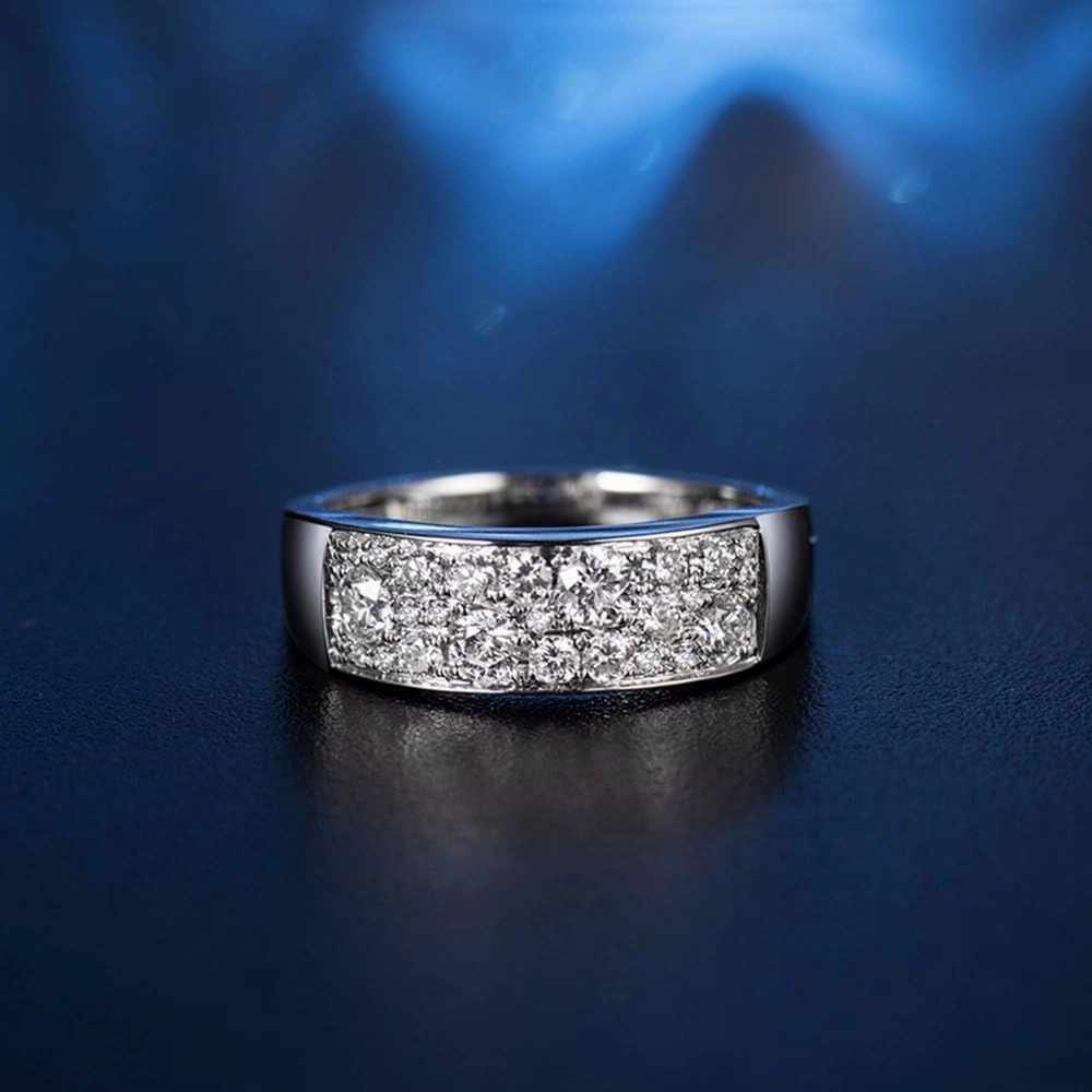 Diamond Rings For Women, 14kt White Gold Rings - Real Diamond Ring, 0.69Carat Natural Diamond Eternity Promise Rings For Her Engagement Ring & Wedding Band