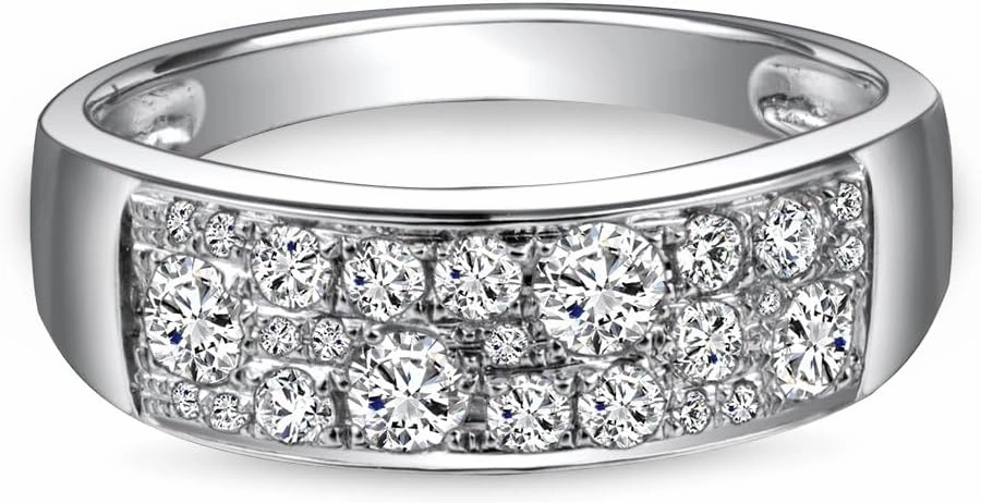 Diamond Rings For Women, 14kt White Gold Rings - Real Diamond Ring, 0.69Carat Natural Diamond Eternity Promise Rings For Her Engagement Ring & Wedding Band