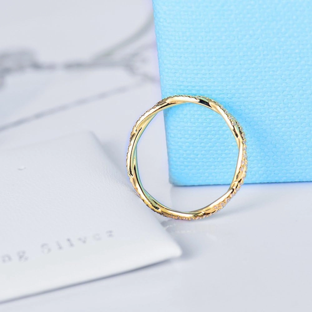 Diamond Rings For Women, 18K Yellow Gold Rings - Real Diamond Ring, Natural Genuine Diamond Eternity Band Love Ring For Couples Engagement Ring & Wedding Band