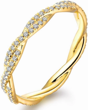 Diamond Rings For Women, 18K Yellow Gold Rings - Real Diamond Ring, Natural Genuine Diamond Eternity Band Love Ring For Couples Engagement Ring & Wedding Band