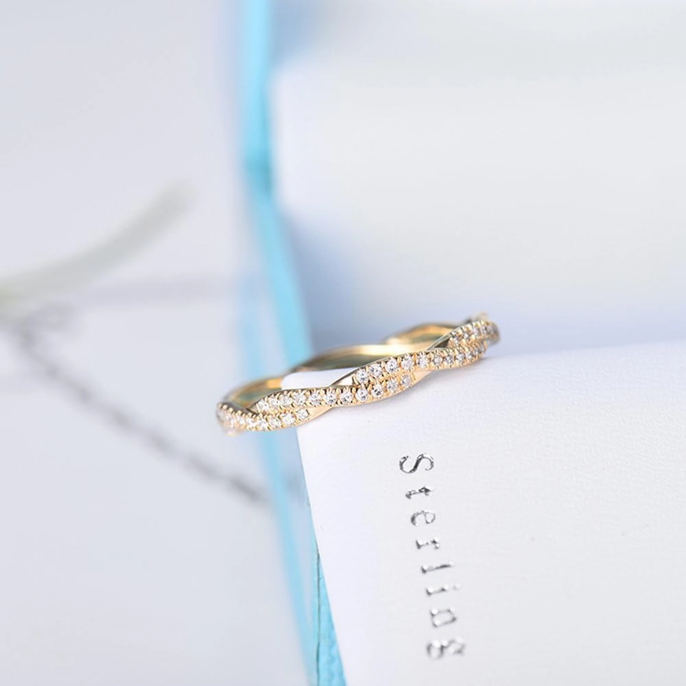 Diamond Rings For Women, 18K Yellow Gold Rings - Real Diamond Ring, Natural Genuine Diamond Eternity Band Love Ring For Couples Engagement Ring & Wedding Band