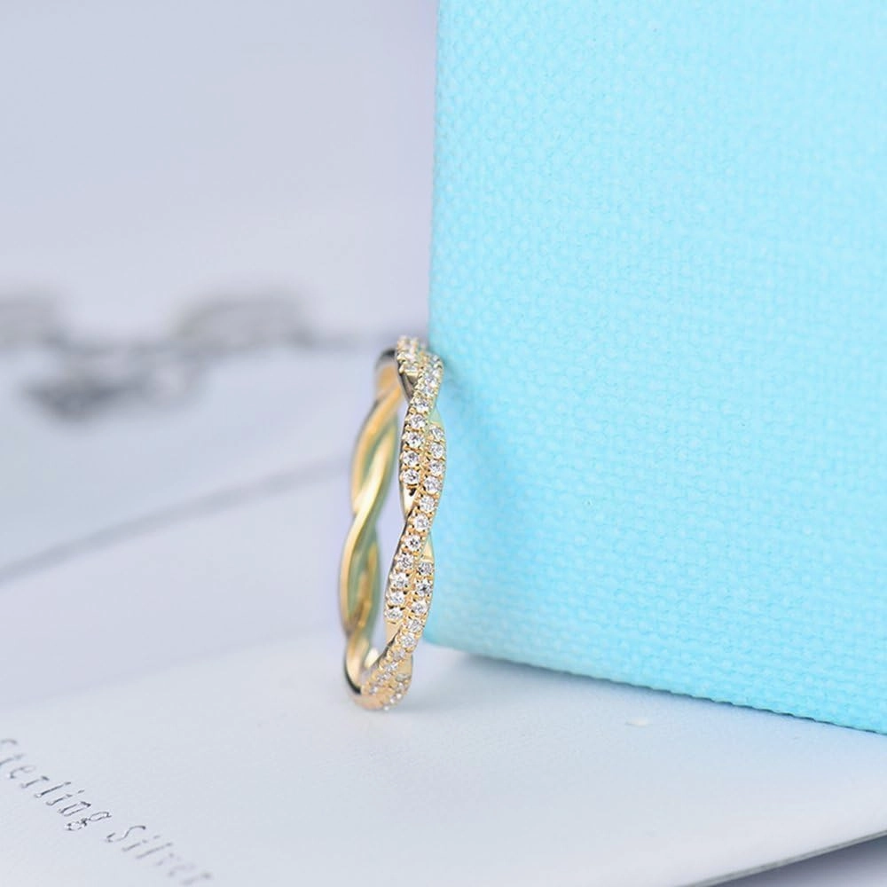 Diamond Rings For Women, 18K Yellow Gold Rings - Real Diamond Ring, Natural Genuine Diamond Eternity Band Love Ring For Couples Engagement Ring & Wedding Band