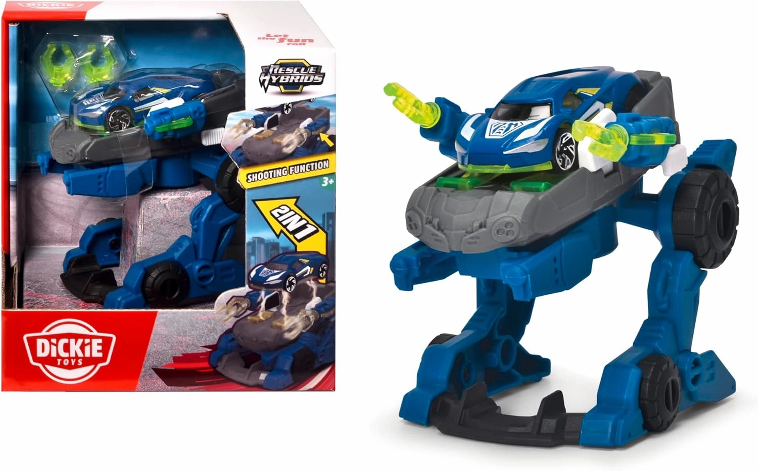 Dickie Toys - Police Trooper (12 cm) - 2 in 1 Robot Police Car for Children from 3 Years with Removable Toy Car (7.5 cm), Toy Vehicle with Cool Functions