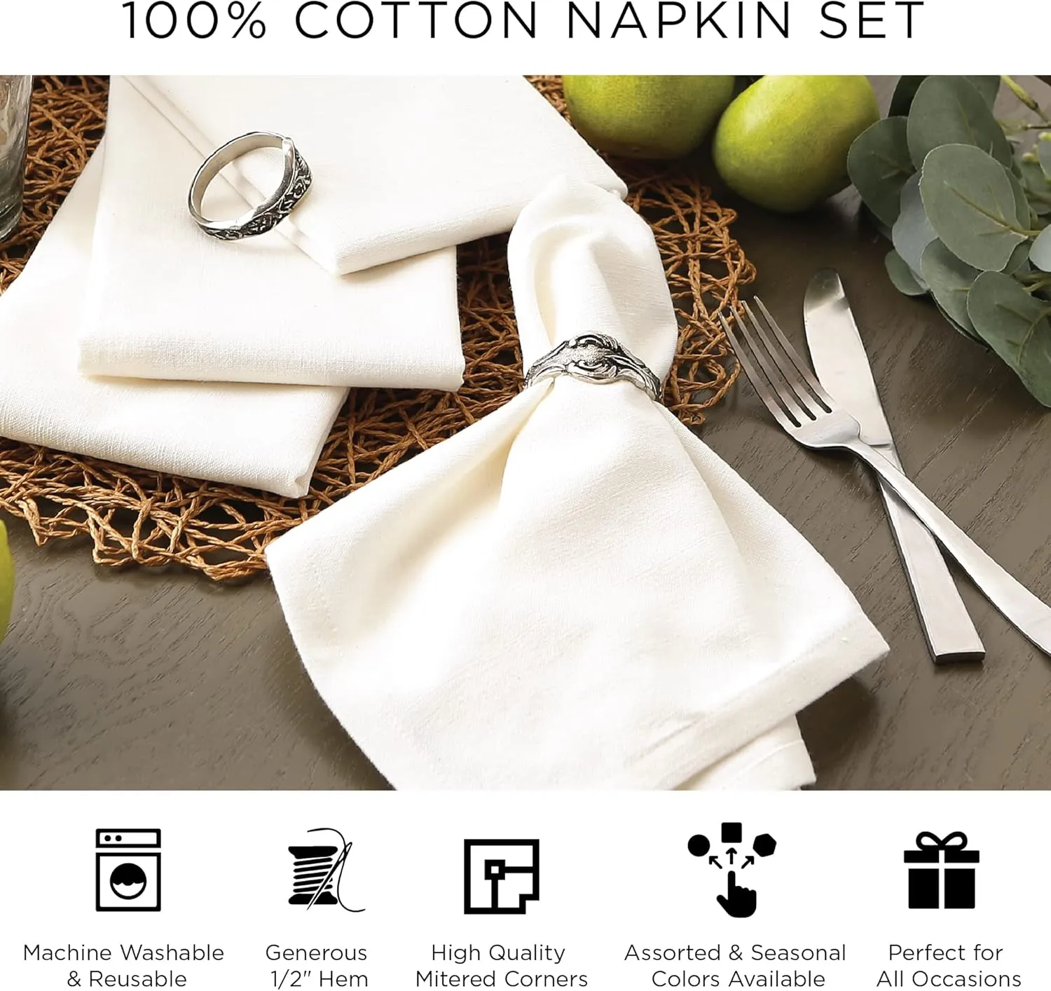 DII Buffalo Check Collection, Classic Farmhouse Cloth Napkin Set, 20x20, Stonewash Blue, 6 Piece