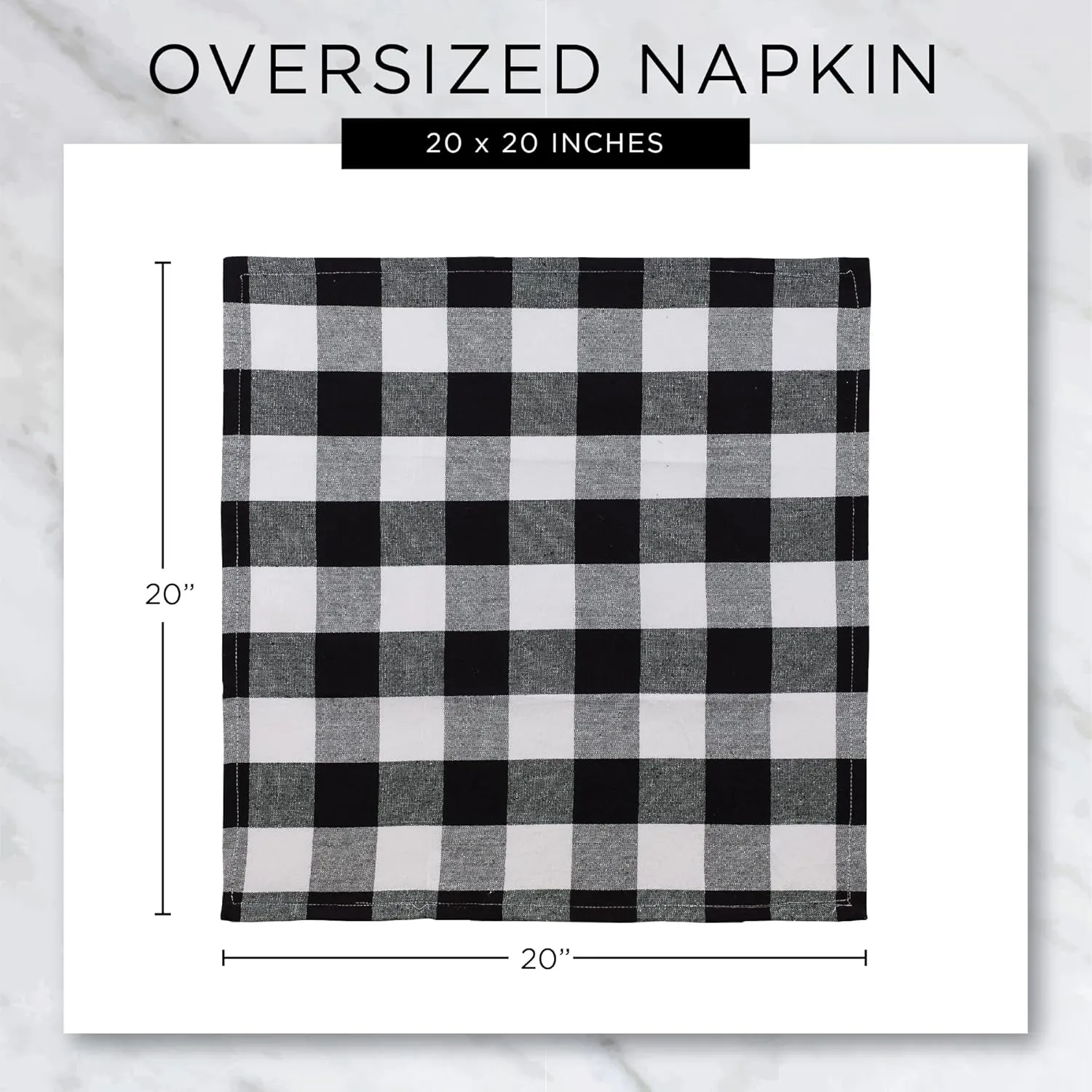 DII Buffalo Check Collection, Classic Farmhouse Cloth Napkin Set, 20x20, Stonewash Blue, 6 Piece