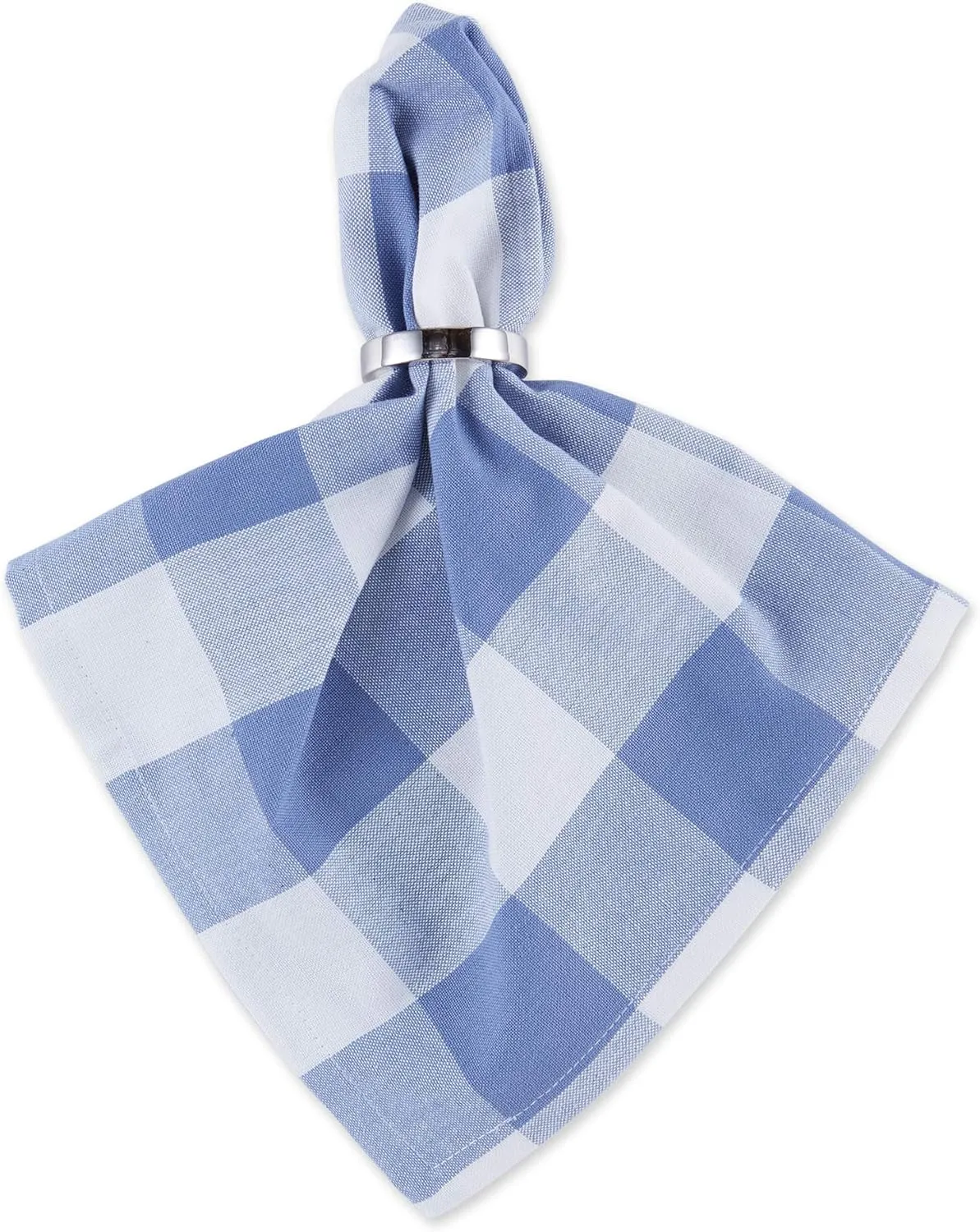 DII Buffalo Check Collection, Classic Farmhouse Cloth Napkin Set, 20x20, Stonewash Blue, 6 Piece