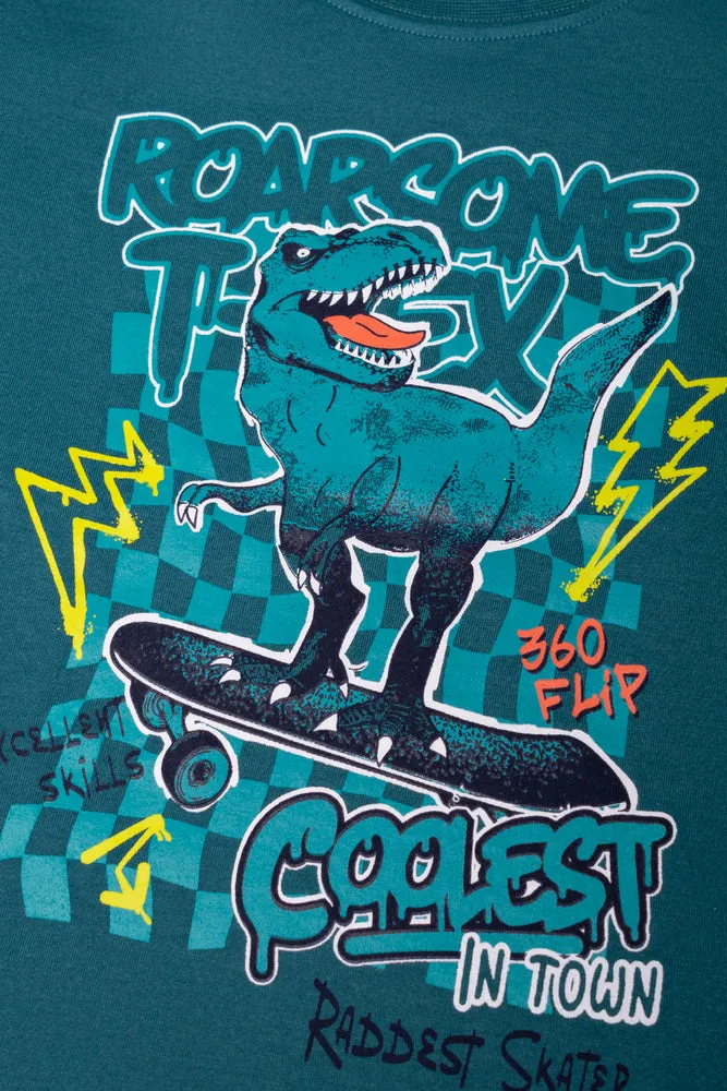 Dino 2 Pack Long Sleeve T-Shirt Blue