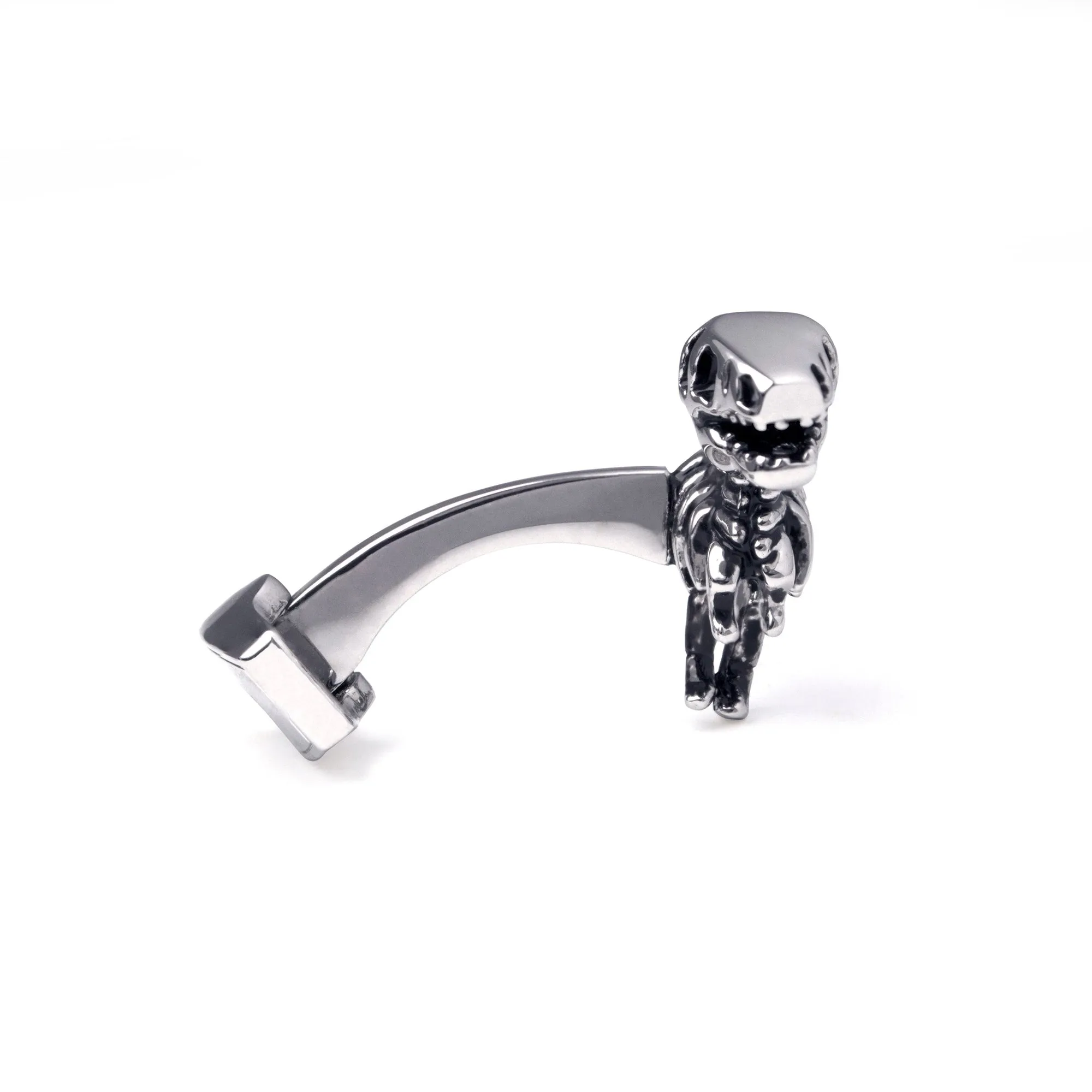 Dinosaur Bone In Silver Rustic Finish Cufflinks
