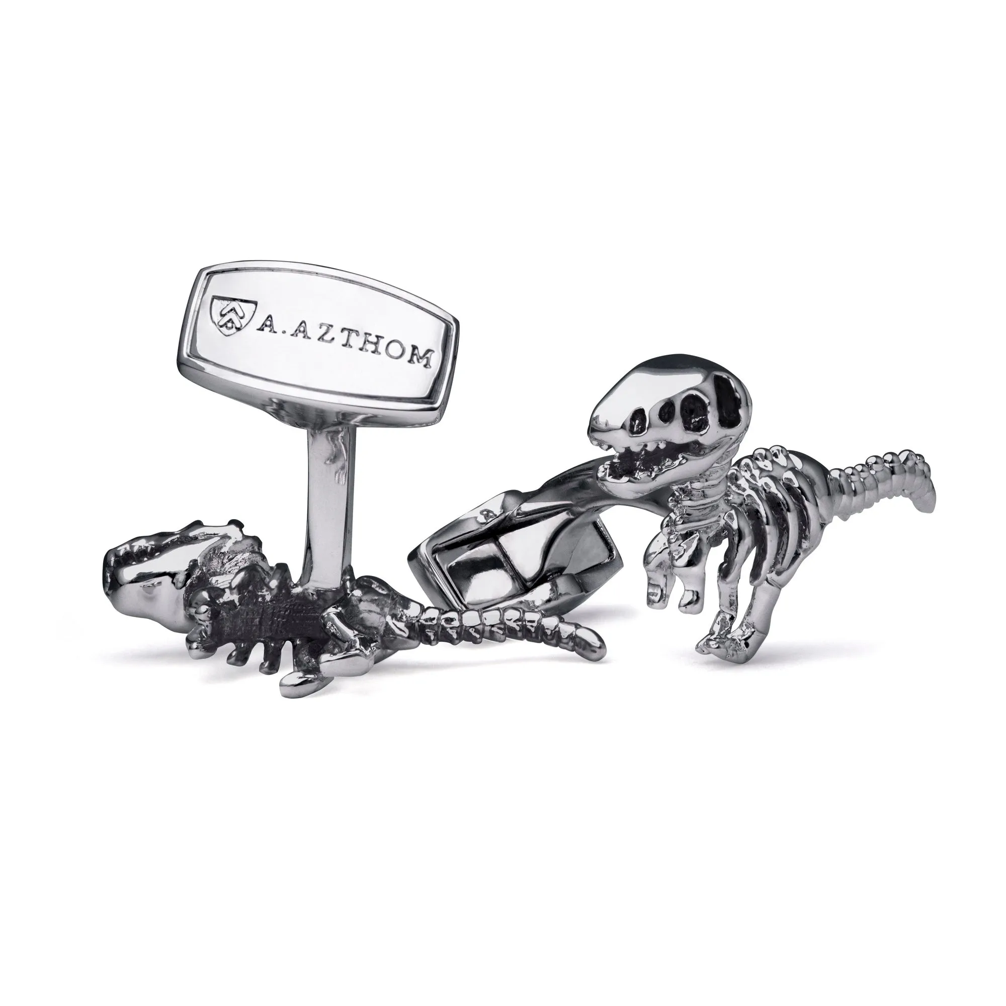 Dinosaur Bone In Silver Rustic Finish Cufflinks