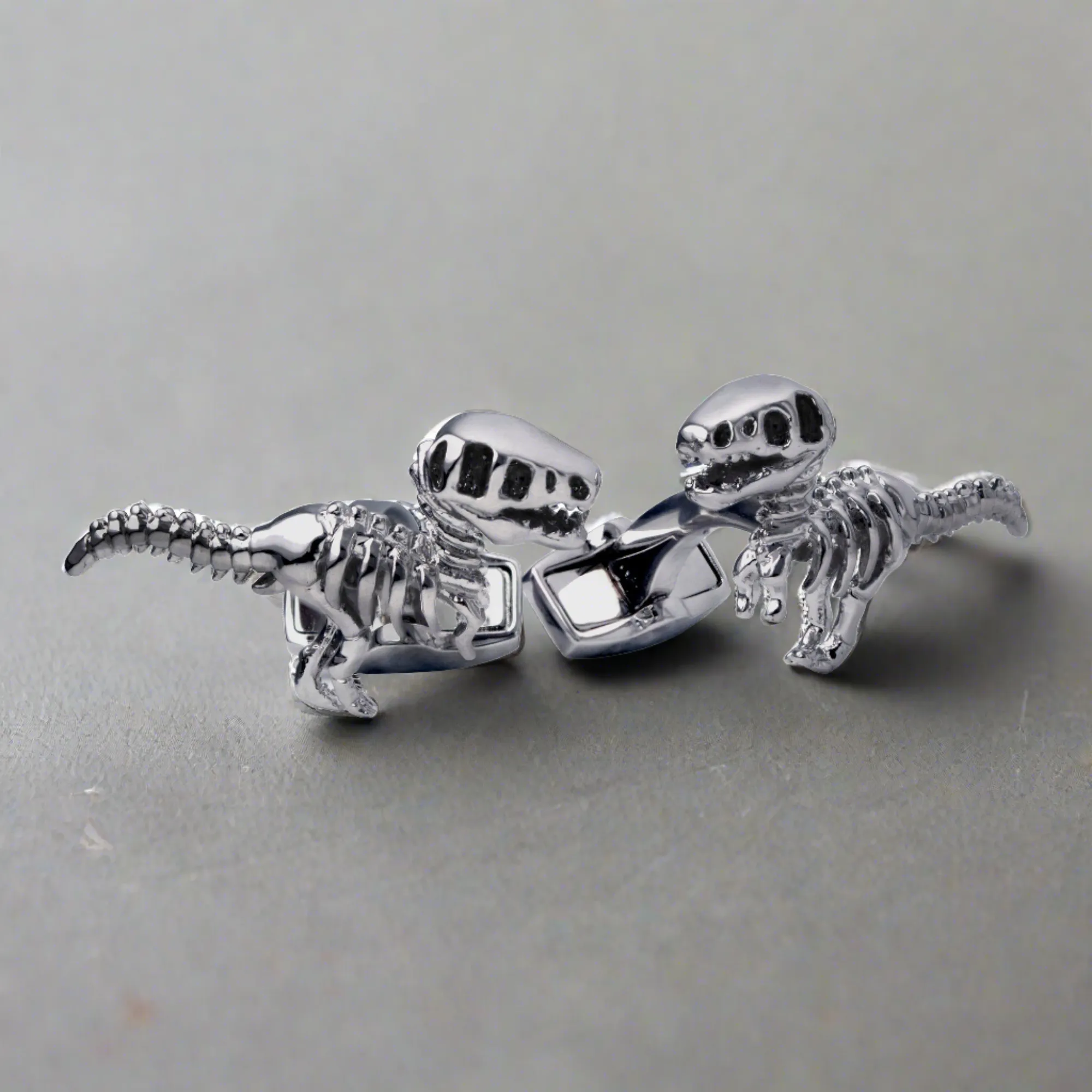 Dinosaur Bone In Silver Rustic Finish Cufflinks
