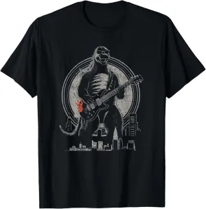 Dinosaur Guitar Funny Vintage Guitar Graphic Rock Guitarist T-Shirt, Small, Black