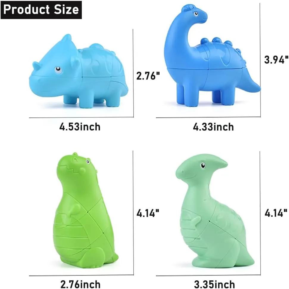 Dinosaur Speed Cubes 2x2x3, 3D Twist Puzzle Magic Fidget Speed Cubes, Stress Relief Fidget Toy Brain Teasers Travel Games for Kids, Mint