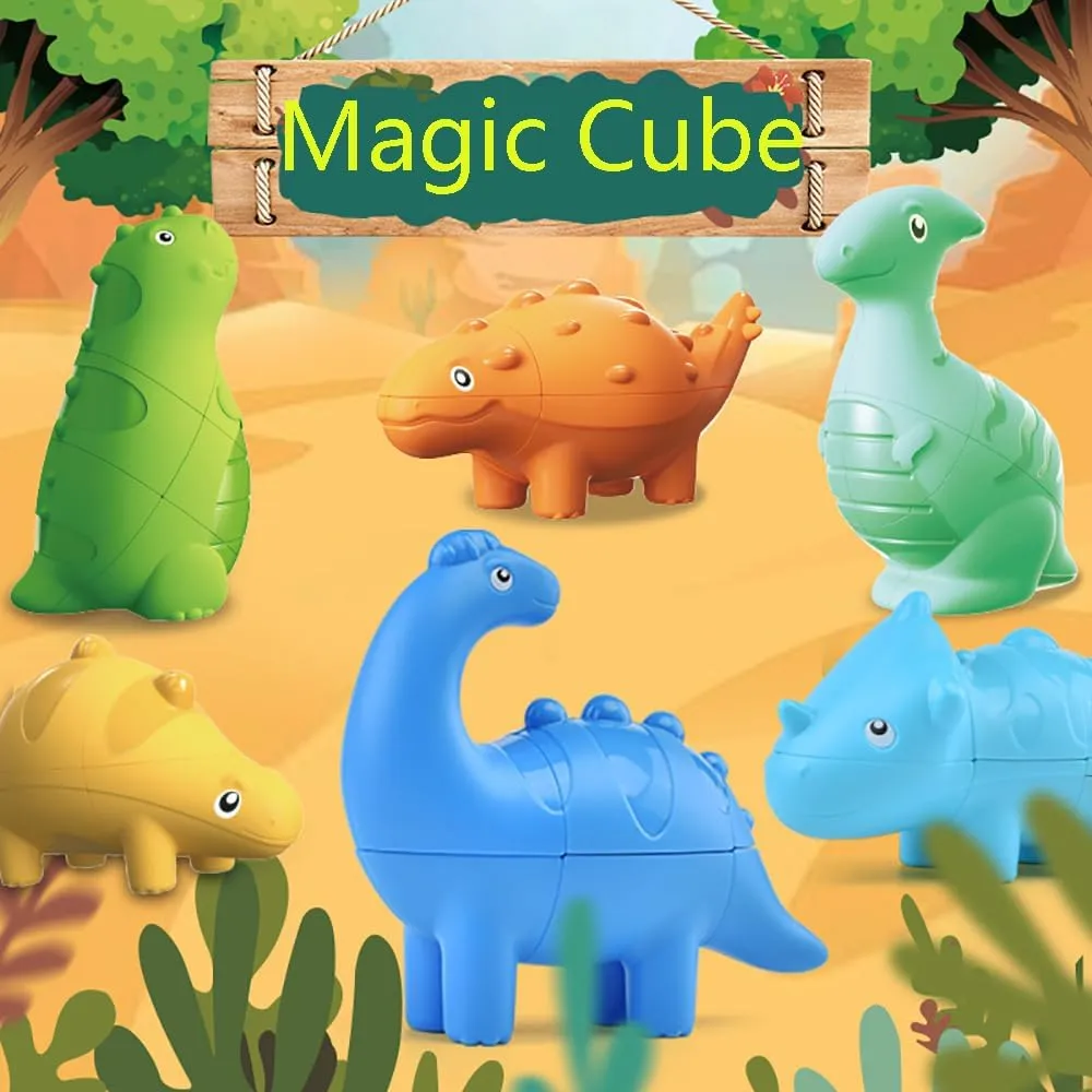 Dinosaur Speed Cubes 2x2x3, Langmeil 3D Twist Puzzle Magic Fidget Speed Cubes, Stress Relief Fidget Toy Brain Teasers Travel Games for Kids, Blue