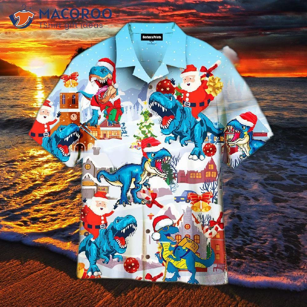 Dinosaur-jurassic Park Christmas Blue Hawaiian Shirts