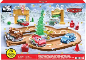​Disney and Pixar Cars Toys Mini Racers Advent Calendar with 5 Toy Cars, Track Pieces and Mini-Toy Accessories 25 Surprises Holiday Gifts for Kids